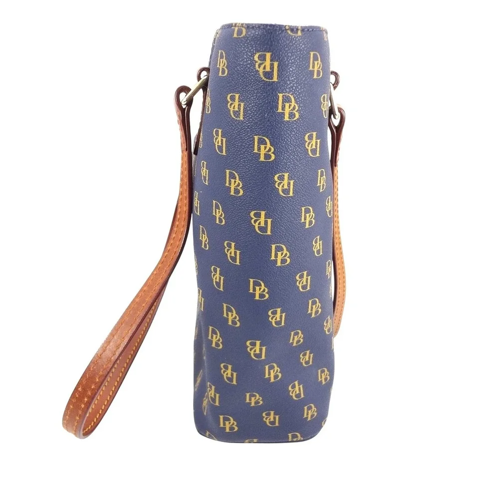 Dooney & Bourke Gretta Small Leisure Shopper‎ Tote Navy Monogram Leather Trim